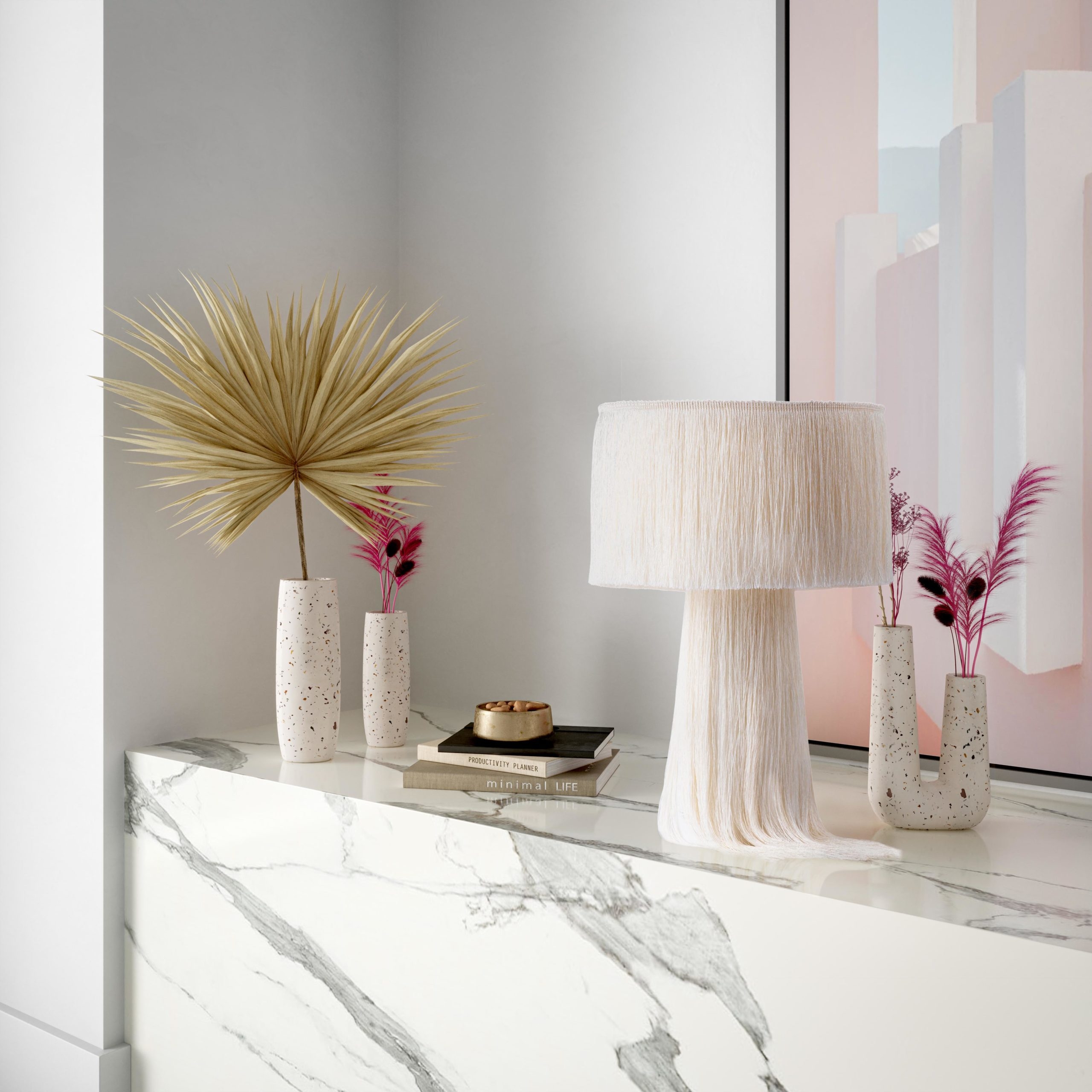 Terrazzo White Vase - Medium Skinny - Image 1