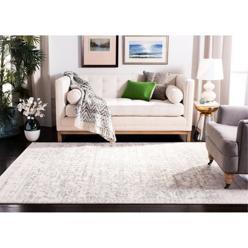 Christa Oriental Silver / Ivory Area Rug Rectangle 6'7" x 9'2" - Image 3