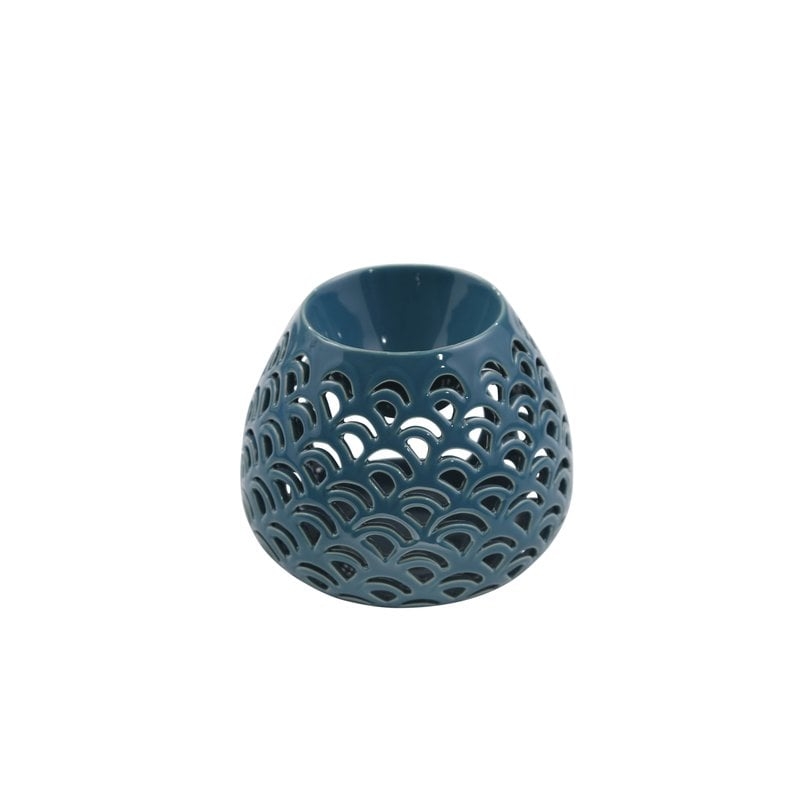 Modern Decorative Double Wave Bulb Oil Burner Ceramic Votive Holder - Image 0