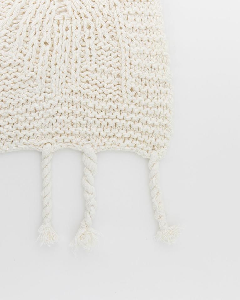 KNITTED IVORY COTTON THROW - Image 2