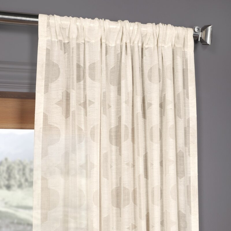 Hamilton Geometric Sheer Rod Pocket Single Curtain Panel - 50x108" - Image 2