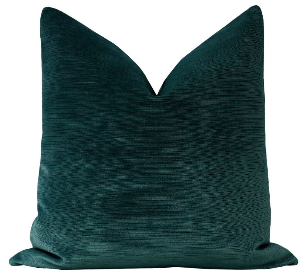 Strie Velvet Pillow Cover, Harbour Blue, 20" x 20" - Image 0