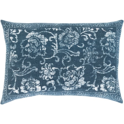 Laurel Lumbar Pillow, 24" x 16", Blue - Image 0