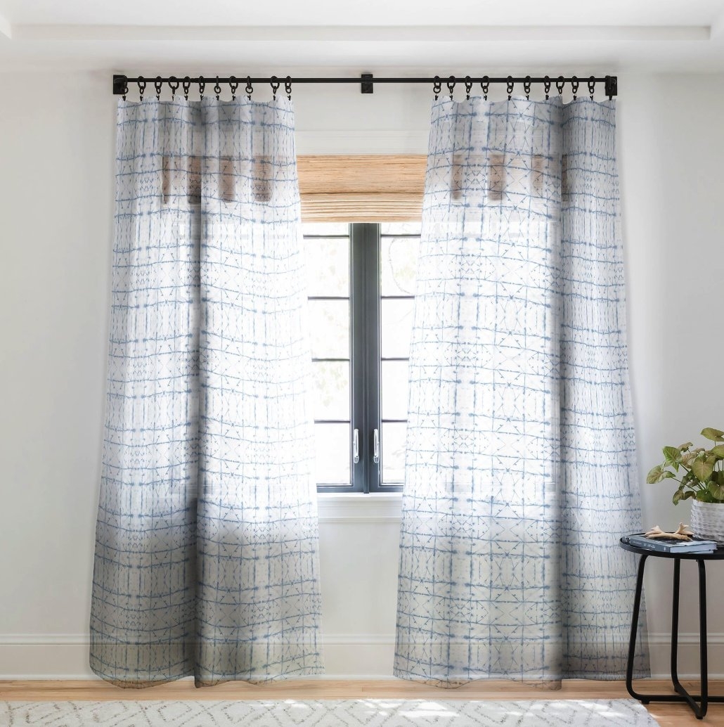 MANIFEST SLATE BLUE Sheer Window Curtain - 50" x 84" - Image 0