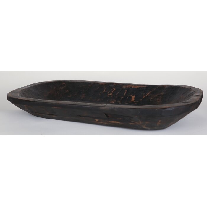Painted Rustic Wooden Dough Bowl, Black - Image 0