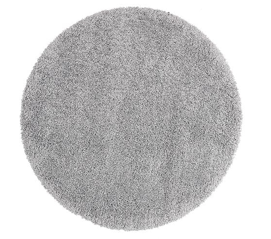 Luxe Shag Rug, 5' Round, Grey - Image 0