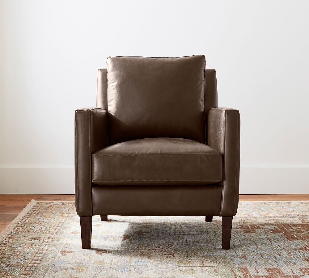 Felix Leather Armchair, Polyester Wrapped Cushions, Vintage Cocoa - Image 0