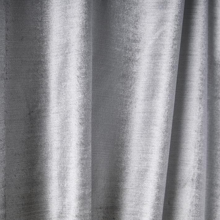 Cotton Luster Velvet Curtain, Blackout Lining, Individual, Pewter, 48"x84" - Image 2