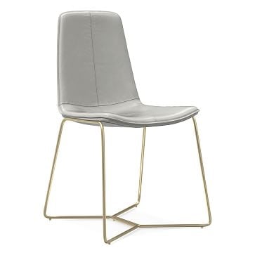 Slope Dining Chair, Parc Leather, Cement, Light Bronze - Image 0