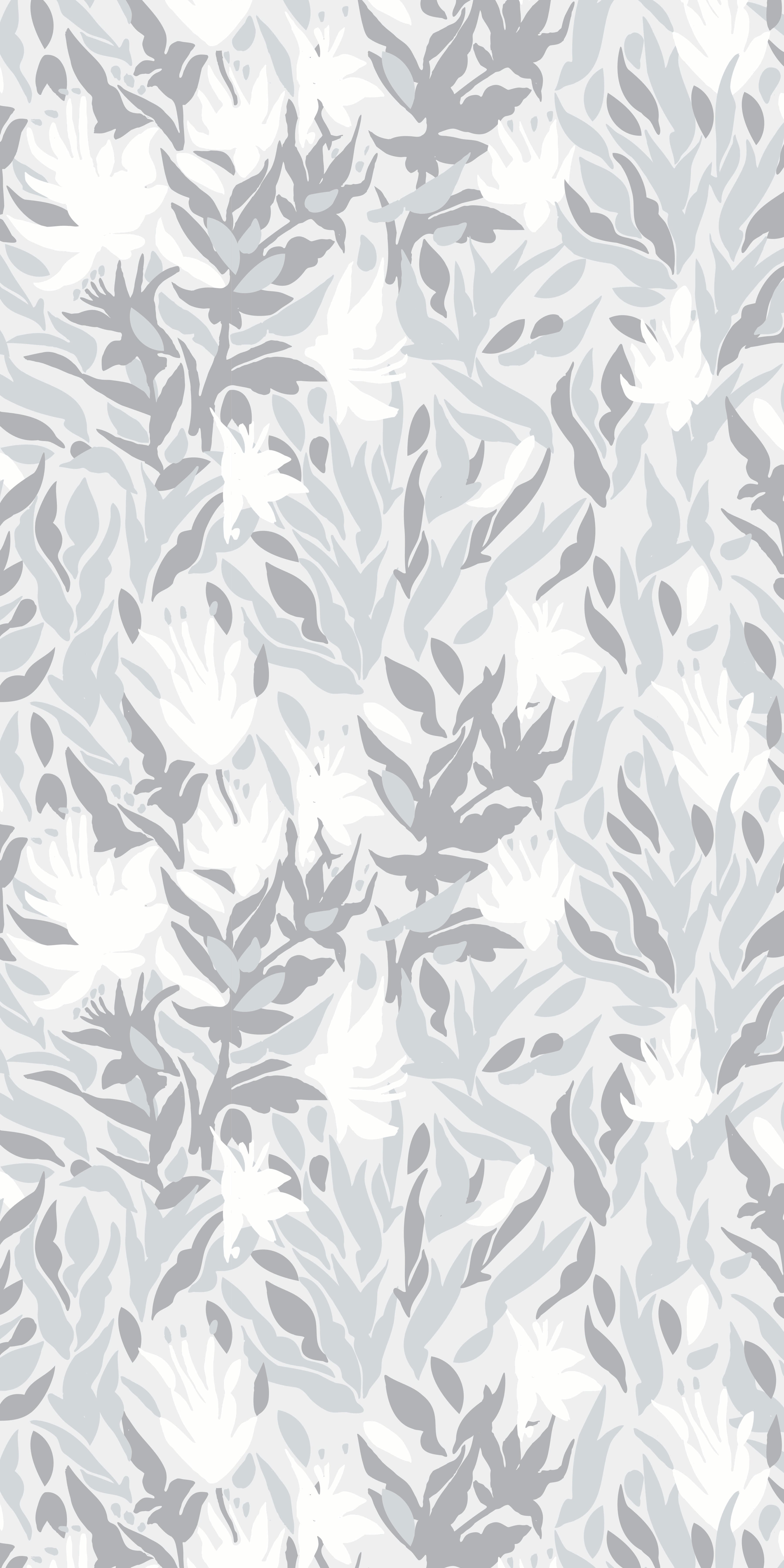 Floral Leaves Peel & Stick Wallpaper, Cloudy Mist, 24" x 216" - Image 0