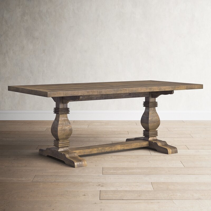 Kinston 78" Pine Solid Wood Trestle Dining Table - Image 0