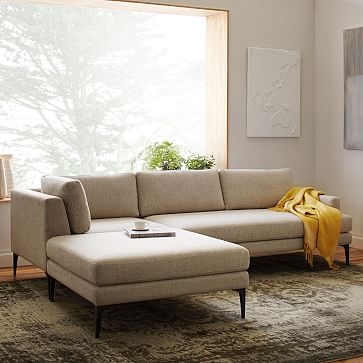 Andes Sectional Set 4: Left Arm 2 Seater Sofa + Ottoman + Corner, Stone, Twill, Dark Pewter - Image 2