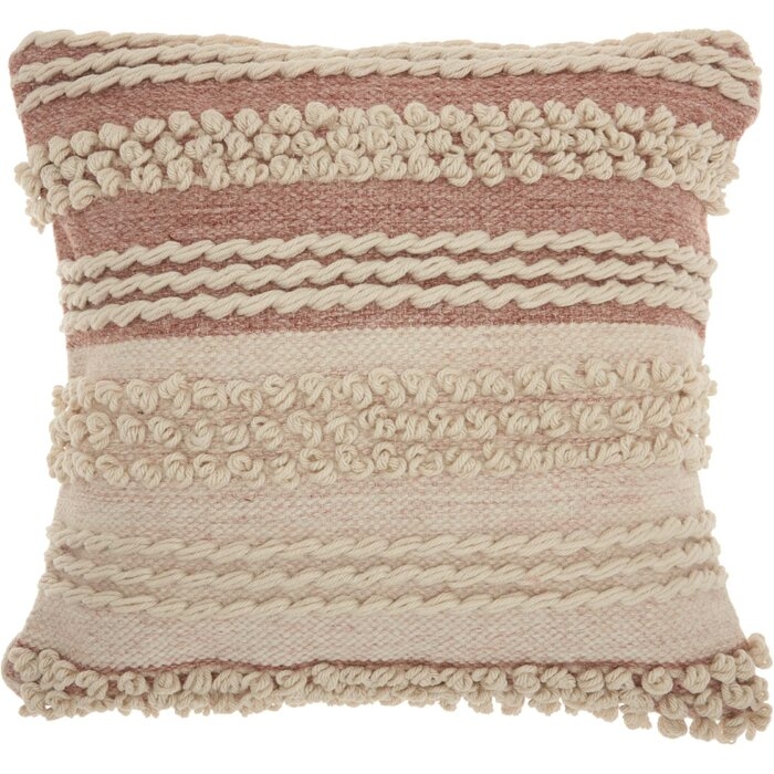 Ellijay Bohemian Textured Throw Pillow (Blush) - Image 0