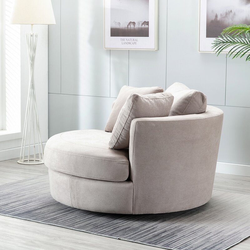 Minorca Elegant Round Swivel 53'' Barrel Chair - Image 5
