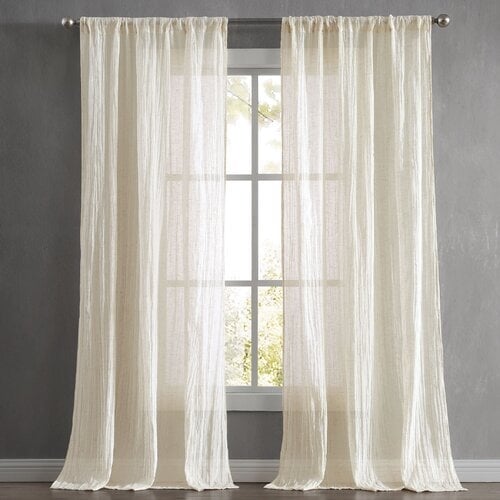 French Connection Charter Crushed Window Solid Semi-Sheer Curtain Panels (Set of 2) - Image 0