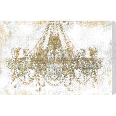 'Gold Diamonds Faded Chandelier' Graphic Art Print on Wrapped Canvas - Image 0