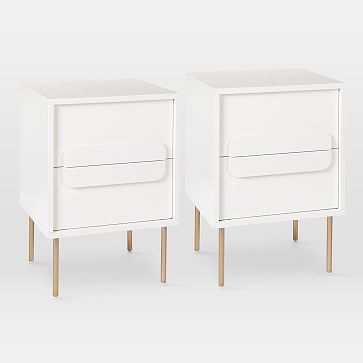 Gemini Nightstand, White Lacquer, Set of 2 - Image 0