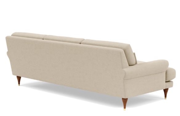 Maxwell Sofa with Beige Oatmeal Fabric and Oiled Walnut with Brass Cap legs - Image 2