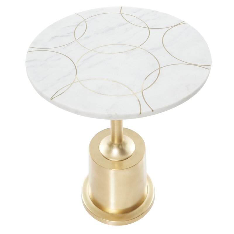 Tarver Marble Top Pedestal End Table - Image 1