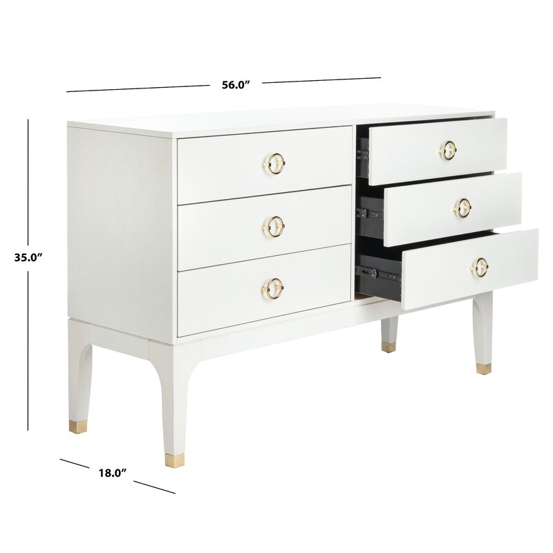 Lorna 6 Drawer Double Dresser - White - Image 2