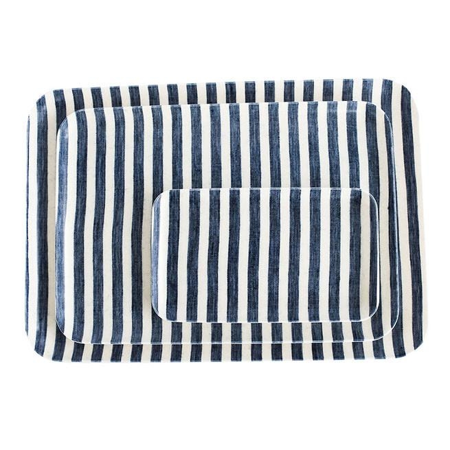 FRENCH STRIPE LINEN LARGE TRAY - Image 0