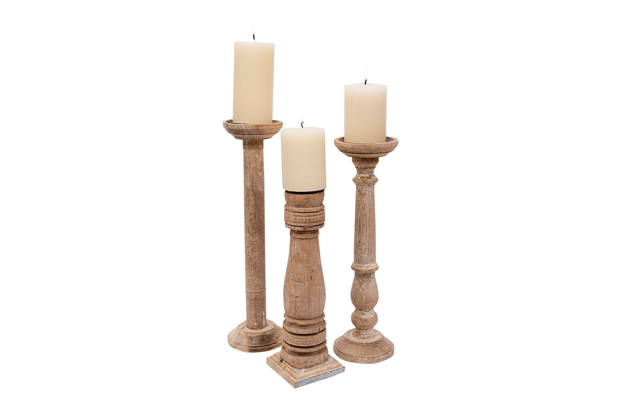 Set of 6 Different Found Wood & Metal Candleholders - Image 5