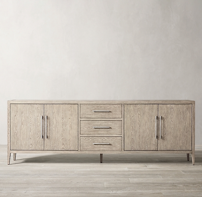 FRENCH CONTEMPORARY PANEL 4-DOOR SIDEBOARD WITH DRAWERS - Image 0