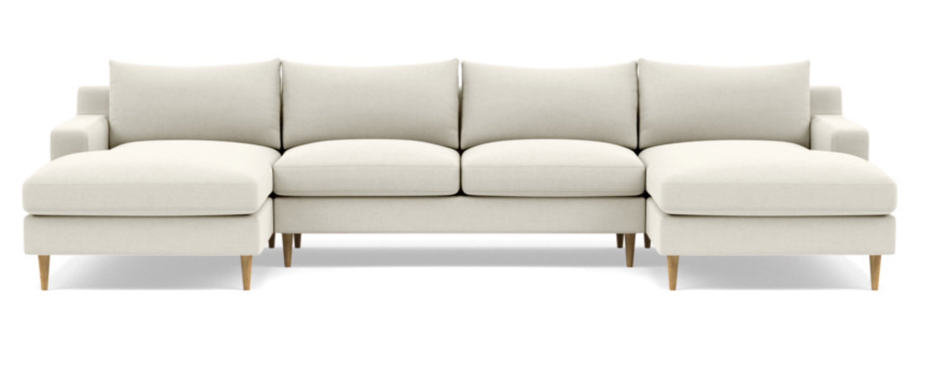 SLOAN 3-Piece U-Sectional in Chalk Heathered Weave with Natural Oak Tapered Round Wood Legs - Image 0