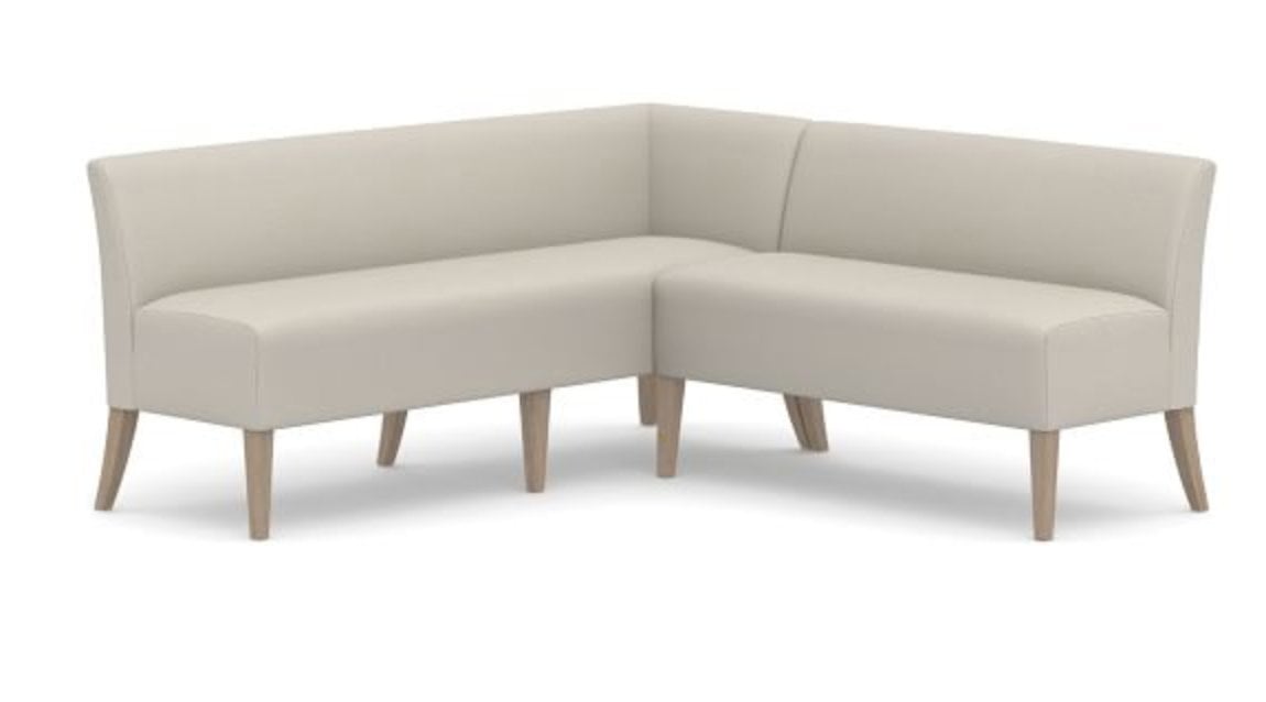 Modular Upholstered Banquette Set, Seadrift Leg, Performance Heathered Tweed Pebble - Image 0