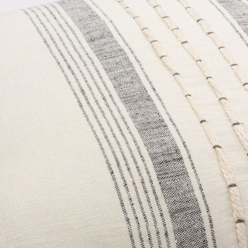 Linen Stripe Embellished Throw Pillow, 18" x 18", with poly insert - Image 2