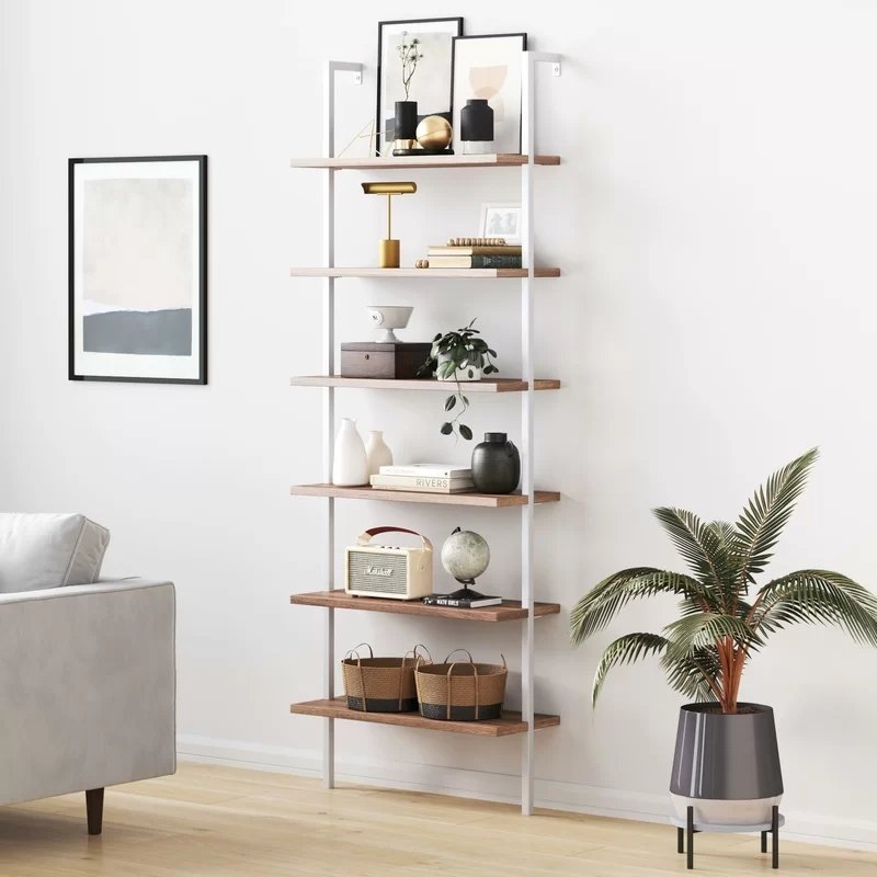 Kanissa 85'' H x 30'' W Steel Ladder Bookcase - Image 0
