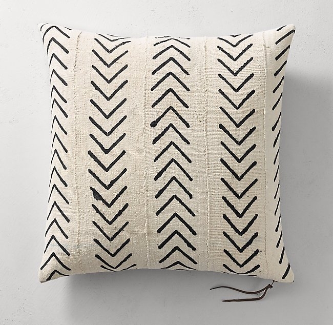 Handwoven African Mud Cloth Arrowhead Pillow Cover - Natural - 22" x 22" - No Insert - Image 0