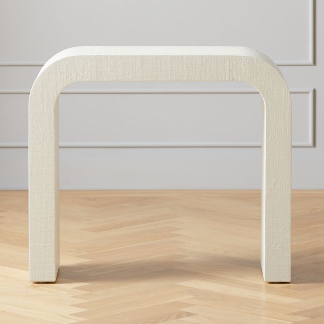 Horseshoe Ivory Lacquered Linen 52" Console Table - Image 1