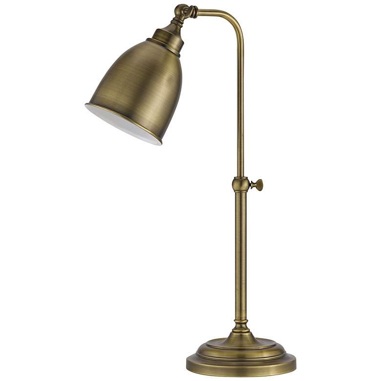 Antique Brass Metal Adjustable Pole Pharmacy Desk Lamp - Image 0