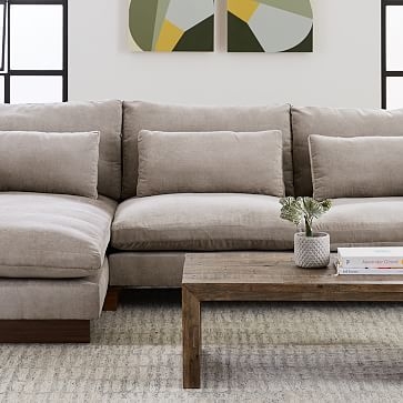 Harmony Sectional Set 01: Left Arm 2.5 Seater Sofa, Right Arm Chaise, Distressed Velvet, Olive, Dark Walnut, Down - Image 5