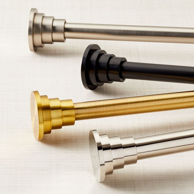 CB Tiered Brass Finial and Curtain Rod Set 48"-88" - Image 1