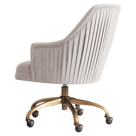 Pleated Desk Chair, Velvet Gray - Image 2
