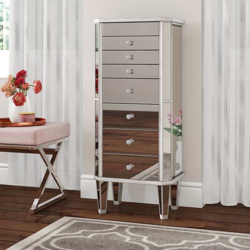 Debrah Free Standing Jewelry Armoire with Mirror - Image 0