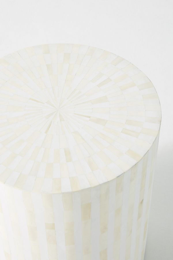 Rounded Inlay Drum Side Table - Image 1