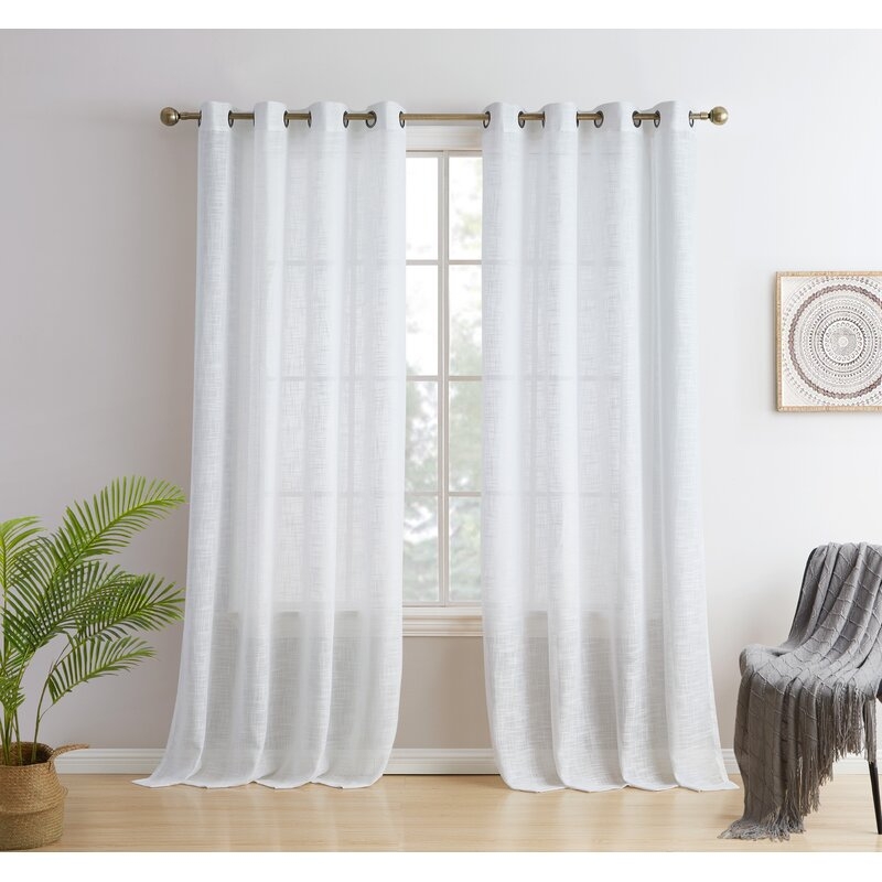 Hallmark Solid Semi-Sheer Grommet Curtain Panels (Set of 2) - Image 3