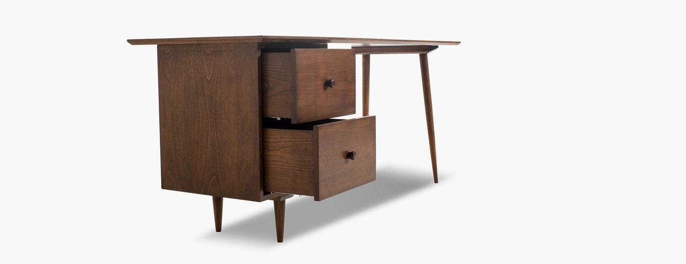 Alcott Mid Century Modern Desk - Walnut - Left - Image 1