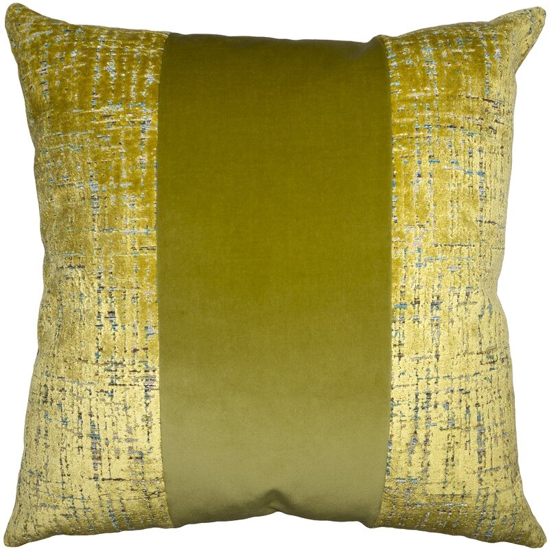 Square Feathers Vagabond Lime Wasabi Band Pillow Color: Green/Yellow, Size: 20" x 20" - Image 0