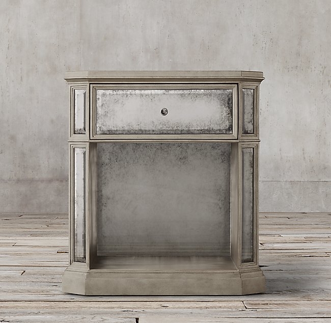 1930S FRENCH MIRRORED 24" OPEN NIGHTSTAND - Image 0