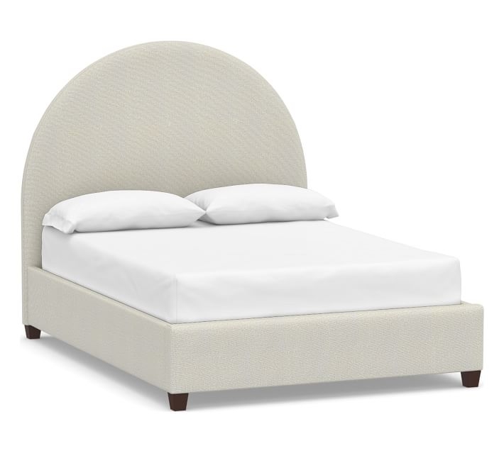 Emily Arched Upholstered Bed, King, Performance Heathered Basketweave Dove - Image 0