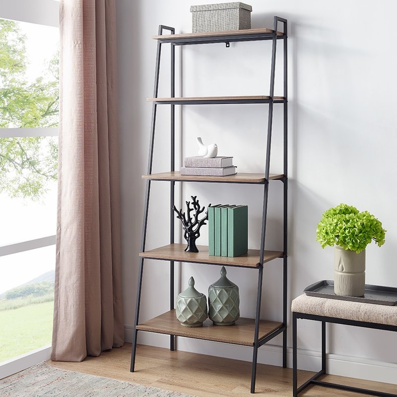Calhoun Metal and Wood Ladder Bookcase - Image 0