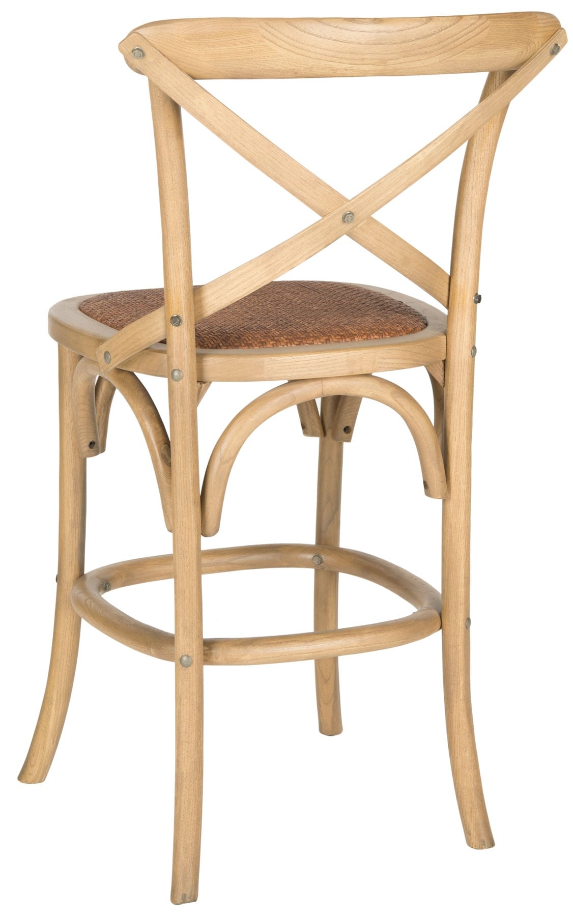 Franklin X Back Counter Stool - Weathered Oak/Medium Brown - Safavieh - Image 2