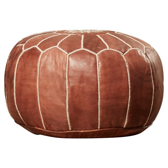 Carolos Pouf Leather Ottoman-Brown - Image 3
