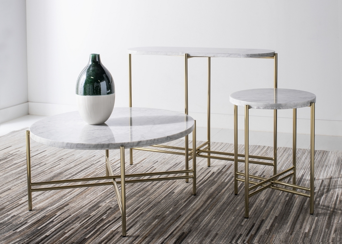 Cassie Cocktail Table - White Marble/Brass - Arlo Home - Image 3