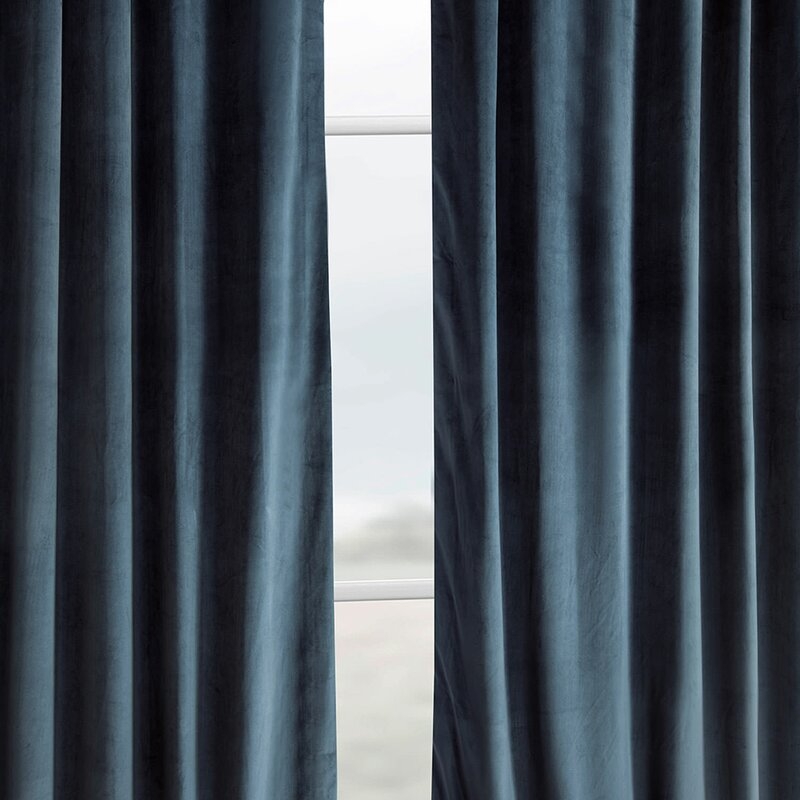 Bagwell Velvet Solid Color Room Darkening Thermal Rod Pocket Single Curtain Panel - Image 1