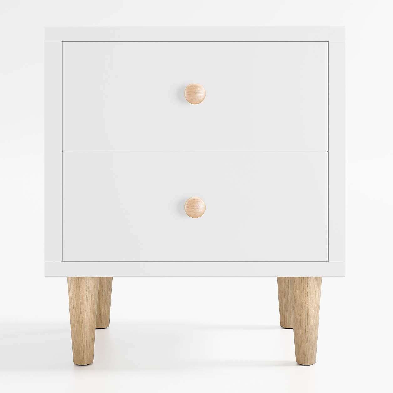 Finn White  Wood 2-Drawer Kids Nightstand - Image 0